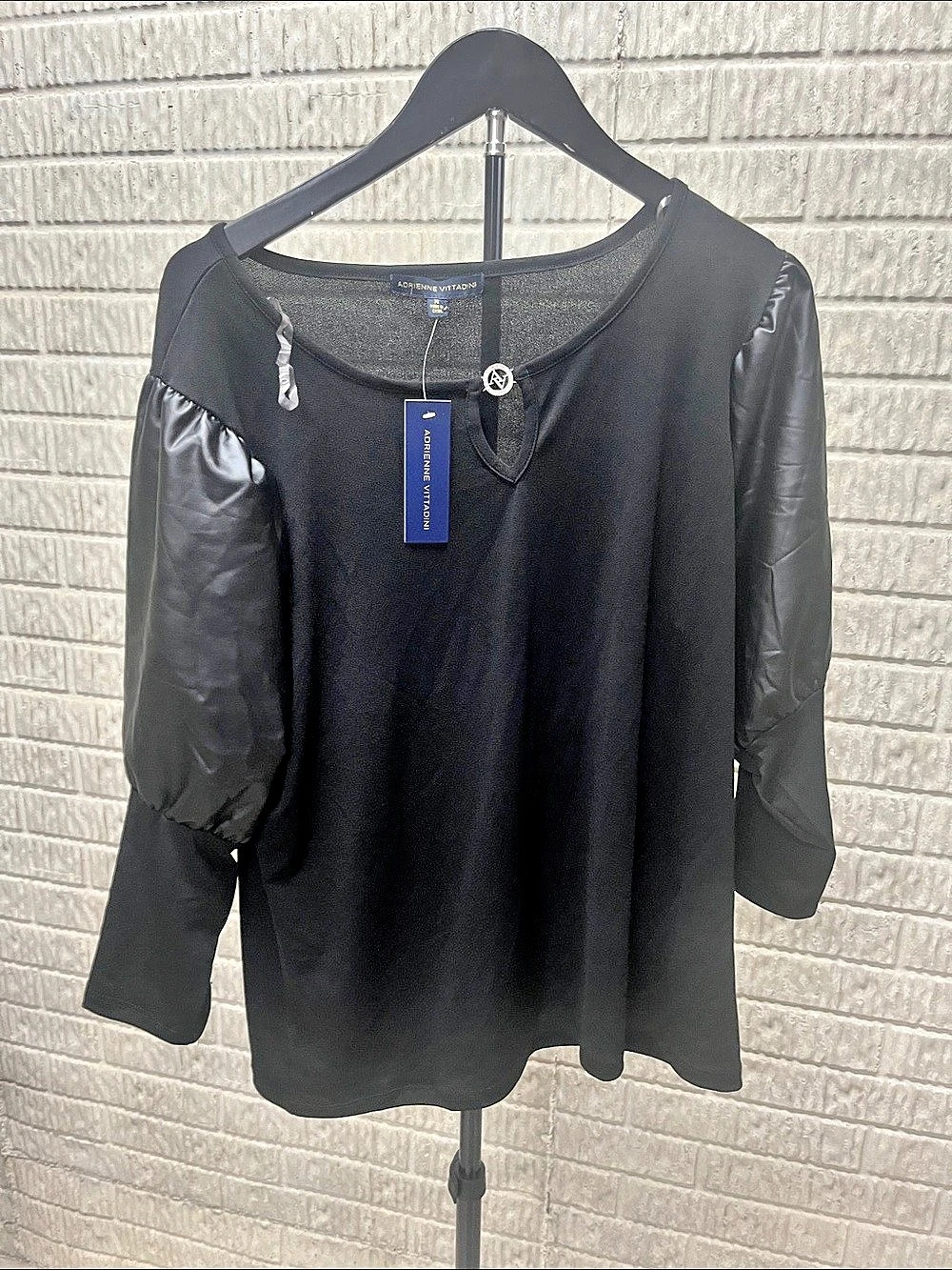 Adrienne Vittadini Black Long Sleeve Blouse Size XL NWT